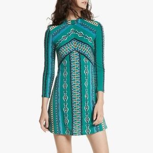 Free People Stella Printed Mini Dress Green Combo Size M